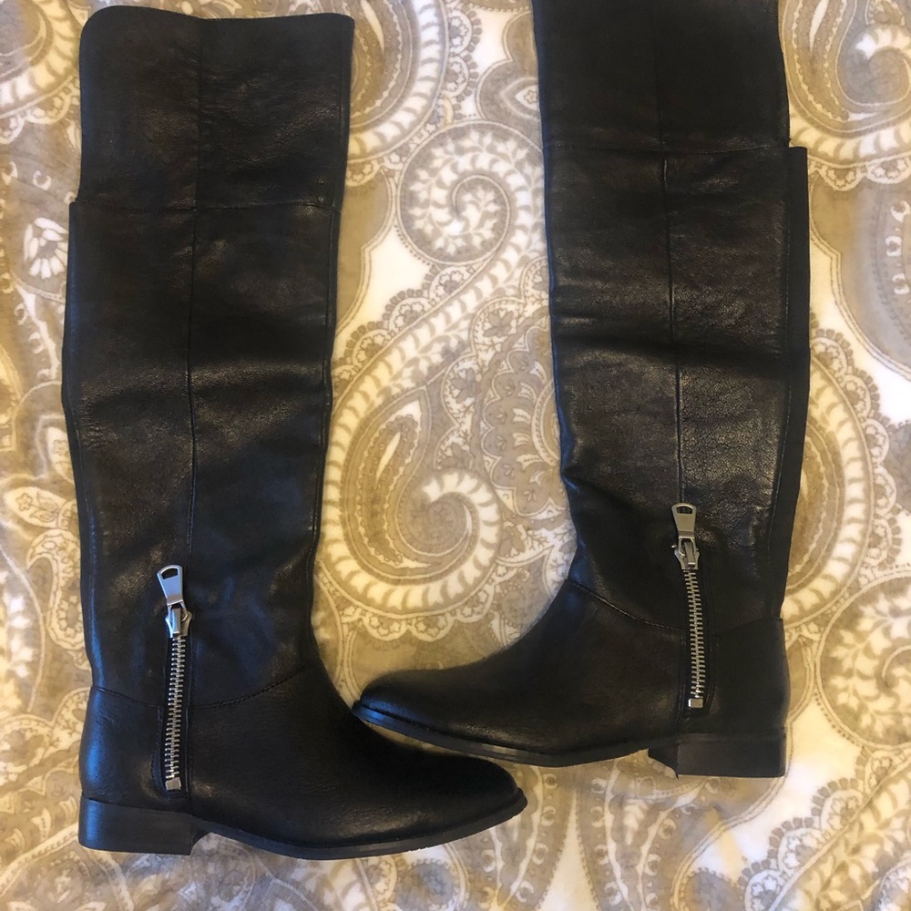 Black OTK boots, wide calf